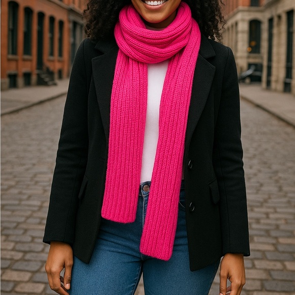 Hot Pink Knit Scarf - Picture 1 of 2